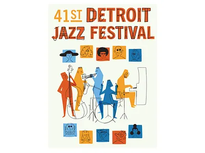 Detroit Jazz Festival Poster detroit illustration jazz midcentury retro vintage