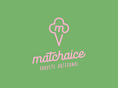 Matchaice Sorvete Artesanal branding cartoon godzilla green ice cream icon illustration lettermark logo logos logotype mark mascot matcha minimal pink pink logo simple vector visual identity