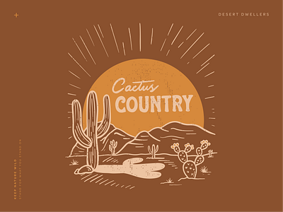 Cactus Country brown cacti cactus cactus country desert design illustration landscape mountains nature outdoors prickly pear saguaro sun sunrise vintage