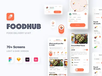 Food Delivery UI Kit app cool design creative creative design food delivery food delivery app food delivery kit food delivery ui kit food sharing app landing page restaurant app ui ux ui design ui kit ui kit 2020 ui kit design ui kits ui ux ui8 userinterface