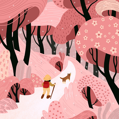 Hiking in Spring illustration