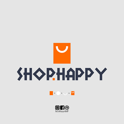 Shop Happy Logo branding clean design flat icon identity illustrator lettering logo typography