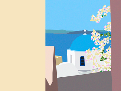 Postcards from far away illustration illustrator photoshop postcard postcard design postcard project santorini texture travel