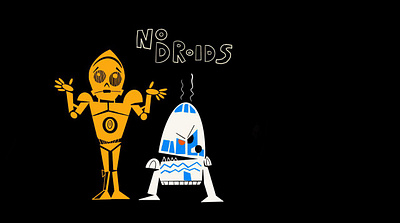 No droids allowed 2d c3po cantina droids illustration ipad procreate r2d2 sketch star wars