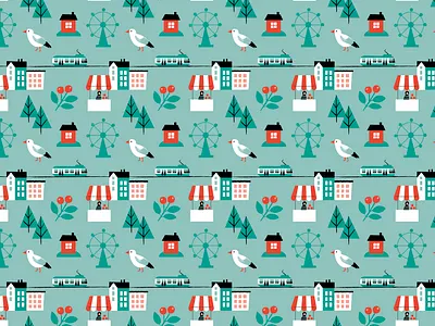 Helsinki pattern 2 city city life digital illustration helsinki illustration pattern pattern design