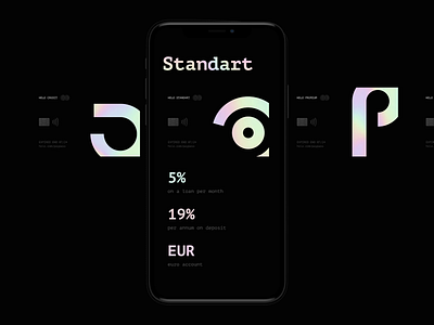 Holo card app bank banking bankingapp black card design card ui clean credit debit design finance gradient holo interface invoice minimal mobile sunday uiux