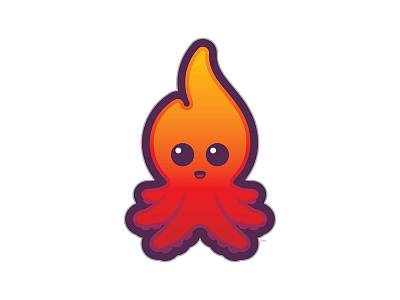 Blazekill Octopura blazekill fire identity kawaii logo octopus orange pura purple pyro red