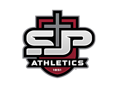 St. Joseph's Prep Athletics Badge 1851 athletics badge crimson cross gray logo saint saint josephs prep shield sjp