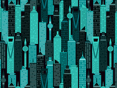 Night time City Skyline pattern building city flat style illustration night time pattern art seamless skyline skyscraper