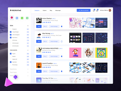 Freelancer Recruit Platform app dashboard figma flatdesign freelance hire mac os product recruit system ui uiux webdesign