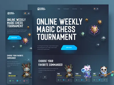 Online Tournament Game website branding charachter character cleaner apps design desktop game graphic design hero illustration logo mobile legend responsive ui web website