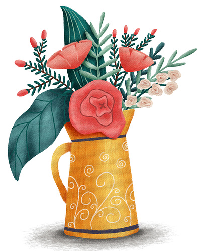 Jug Bouquet bouquet design digital floral art flower flower illustration flowershop illustration