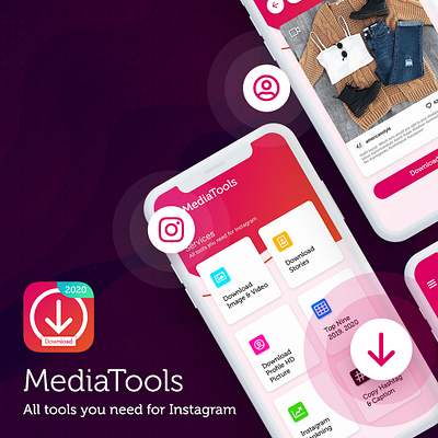 MediaTools app android app design download instagram ios mobile ui ux