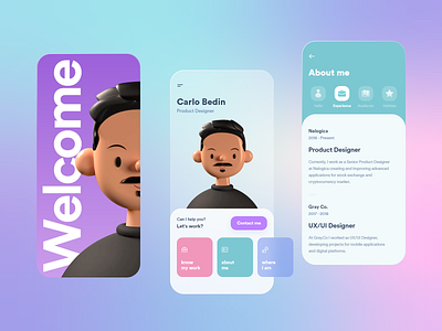 Personal Portfolio App 3d app candy cards glass gradient icons ios minimal mobile personal portfolio