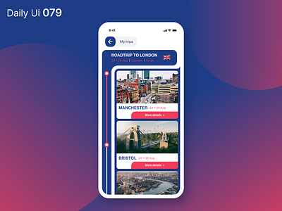 Daily ui 079 - Itinerary app daily 100 challenge daily ui daily ui 079 daily ui challenge dailyui design itinerary london mobile roadtrip travel travel app trip ui ui design uidesign user interface ux