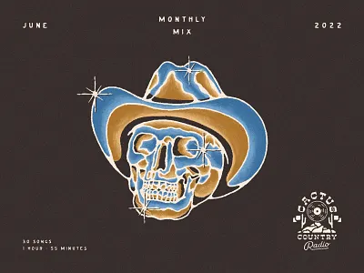 Monthly Mix: June album art chrome chrome cowboy chrome skull cowboy cowboy hat cowboy skull monthly mix music playlist playlist cover skull spotify yeehaw