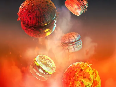 Forbidden Burgers 3d 3d art blender blender3d burger falling fire food forbidden