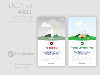 Daily UI 011 branding dailyui dailyui 100 dailyuichallenge design flash message flash messages flat forest illustration logo success error tee pee tent typography ui ux