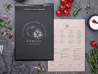 Tomate Pizza & Pasta Menu branding illustration logo menu pasta photoshop pizza procreate tomato