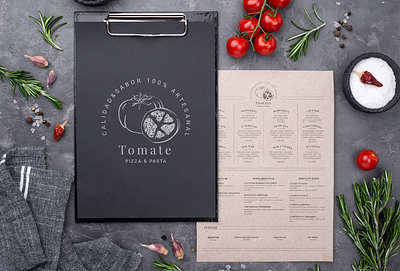 Tomate Pizza & Pasta Menu branding illustration logo menu pasta photoshop pizza procreate tomato