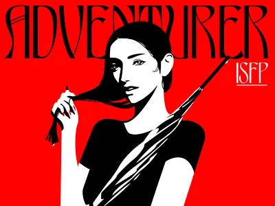 Adventurer ISFP adventurer drawing flat girl illustration isfp mbti portrait red umbrella vivid women