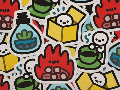 Stickers for Tiny Forest Photo Club box coffee cute doodle fire grover illustration japanese kawaii smiski sticker sticker design sticker mule stickermule stickers stickerspub