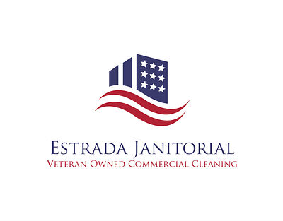 Estrada Janitorial adobe illustrator american flag branding buildings commercial cleaning janitorial logo patriotic vector veteran