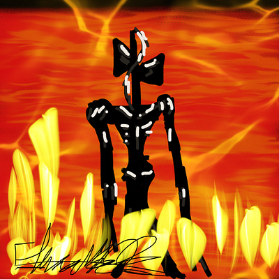 Oh hellfire no art design digital painting horror illustration painting sirenhead