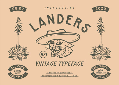 LANDERS VINTAGE TYPEFACE artwork branding font design fonts fonts collection fontself handrawn illustration landersfont logo vector vintage logo vintagefont