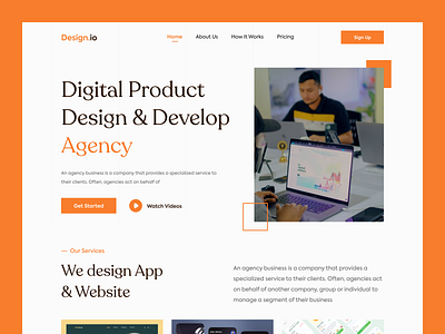 Design Agency Web Header agency agency website app design design agency digital agency home page landing page landingpage mobile app ui ux web header