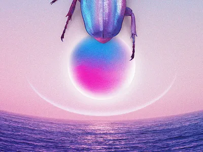 sun bug⁠ 80s chillout collage colorful cyberpunk digital art future funk neon photoshop