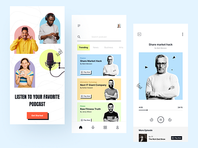 Podcast app design app card clean design live live streaming minimal minimalist mobile music app podcast podcasting product product design sport spotify streaming app trend ui ux