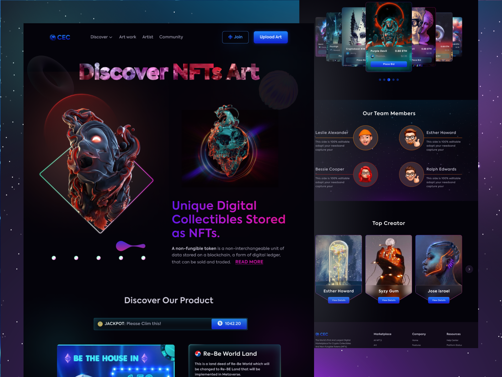 NFT Marketplace Dark Website. by Mostafijur Rahman for ITO Team on Dribbble