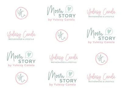Mom Story Logo branding design eclectic icon illustration illustrator logo pastel colors procreate typography