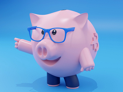 Piggy Mascot 3d 3d art 3drender blender blender3d blendercycles branding branding design cartoon character design mascot pig piggy piggybank