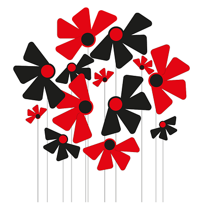 Abstract red and black flowers abstract design flat flowers illustration red vector