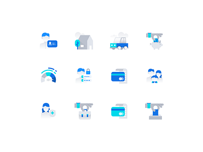 Custom Icons - Citizen Application app blue branding car citizen color custom family governament gradient house icon illustration modern services set two tone ui vector vote