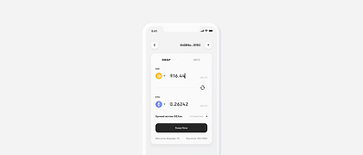 Crypto DeFi SWAP app bitcoin blockchain btc crypto defi exchange minimal minimalist swap ui ux wallet