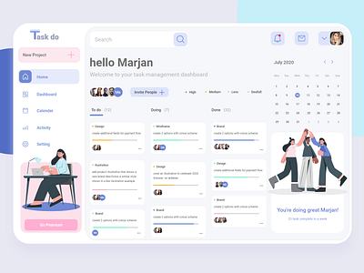 Task Management Dashboard concept dashboard design design illustration minimal task management to do list ui ux