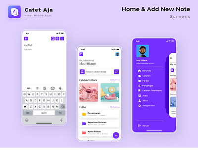 Catet Aja | Mobile Notes App Exploration 1 app design clean ui mobile notes notes app soft ui ui desgin ui design uiux ux design