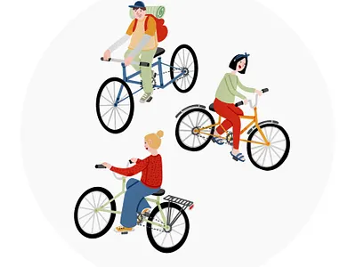 Bikers bike bike ride bikers flat illustration procreate vector
