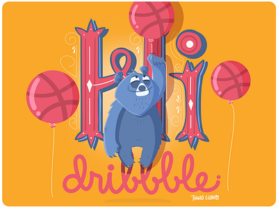 Hi Dribbble! bear flat flat illustration funny illustration kids kids art tales vector