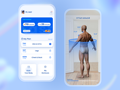 Fitness App Concept 360 3d app appuidesign ar concept fit fitness gym health plan scan sport trend ui uidesign workout