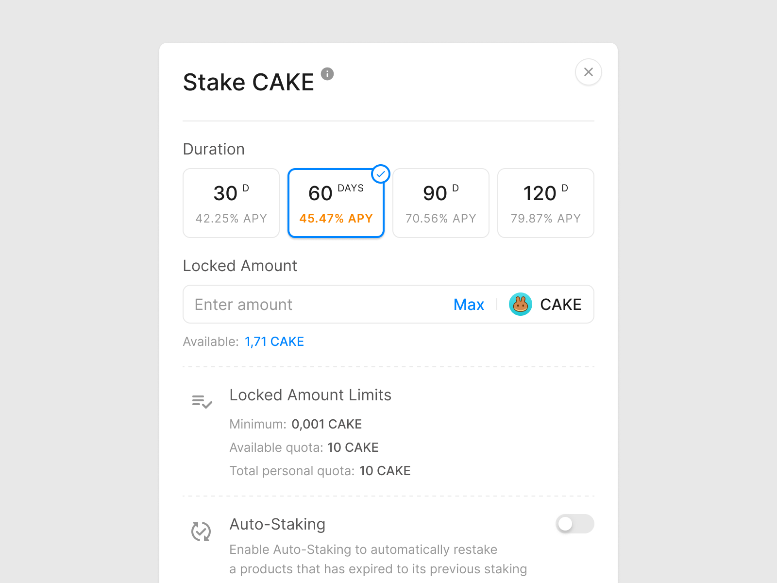 Crypto Staking Form (Light & Dark)