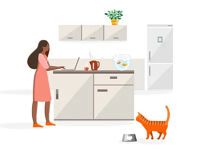 Sketch Kitchen Sophia Animation aftereffects animation animation after effects cat heading hero hero banner icons illustration online learning orange pencil sketch sophia sophia.org vector