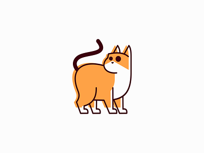 Cat Logo branding cartoon cat cute design flat geometric identity illustration kitty lines logo mark mascot orange pet premium symbol vector vet