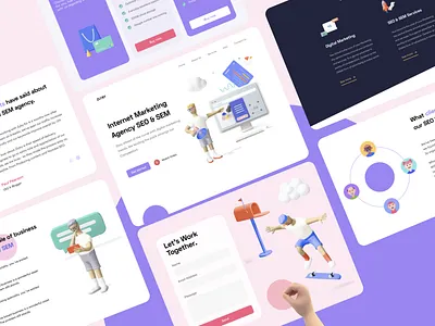 SEO & SEM Landing page app branding design illustration mobile app typography ui ux ux ui web