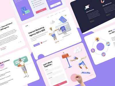 SEO & SEM Landing page app branding design illustration mobile app typography ui ux ux ui web