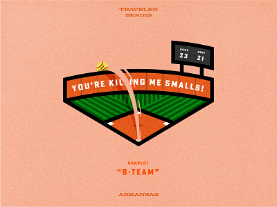 You're Killing Me Smalls! 3d illustration arkansas baseball baseball field baseball illustration diamond geometric geometric design home run homer illustration illustrator illustrator art orange procreate softball travel