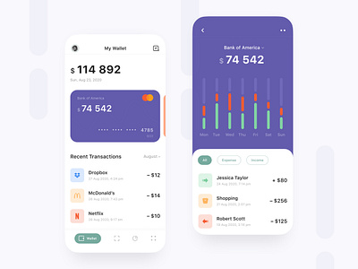 Wallet App 💰| Concept app design flat icon minimal typography ui ux vector